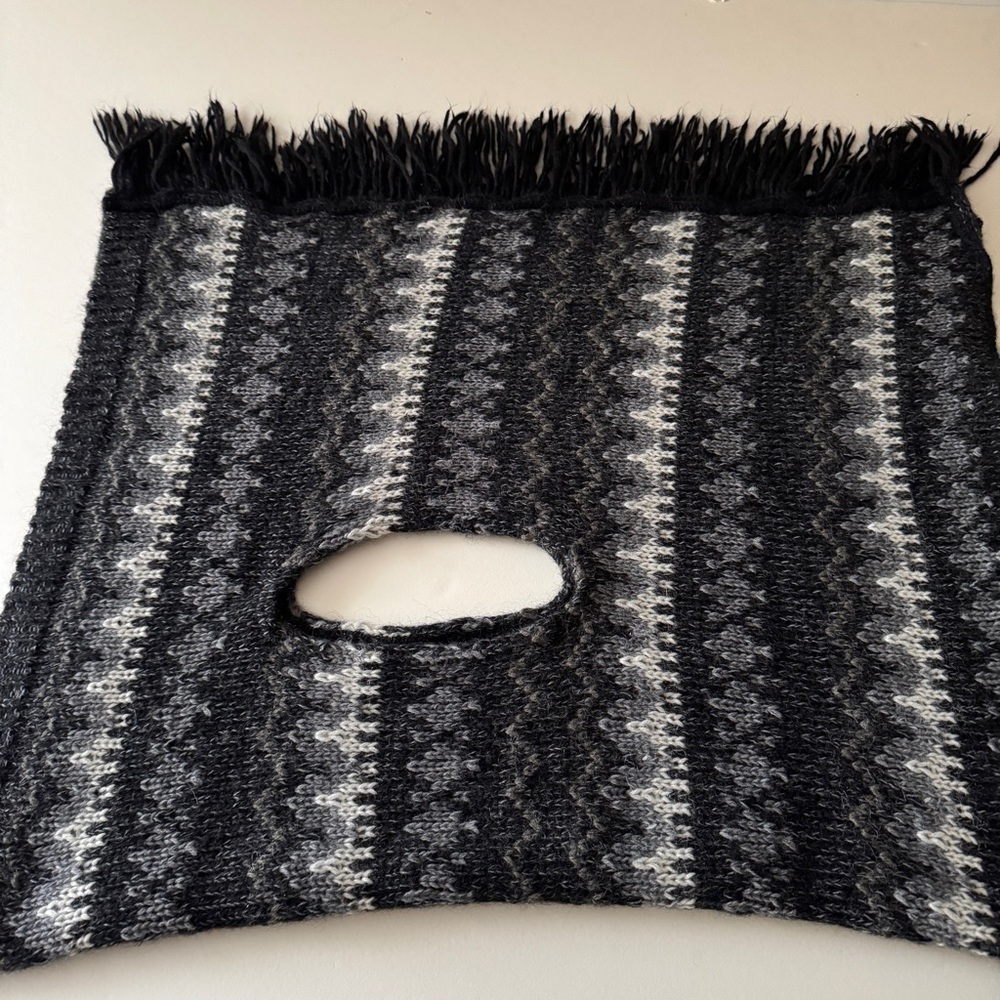 Berretti Poncho Sweater Fringe Hem Italian Mohair Wool Open Front One Size Boho - Picture 8 of 8